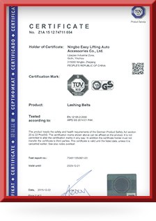 Certification of Lashing Belts for Safety and Compliance.