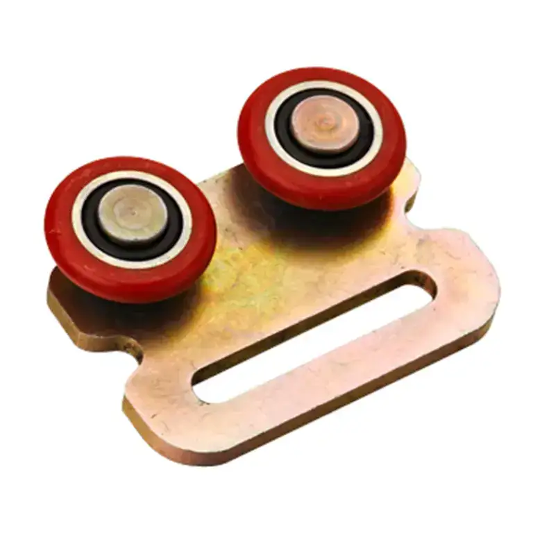 High-performance skateboard trucks with red wheels and durable metal baseplate for smooth rides and stability. Perfect for skateboarding enthusiasts seeking reliable and stylish equipment.