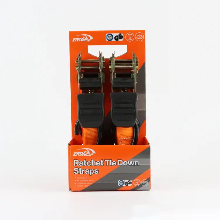 Secure cargo with durable ratchet tie down straps, ideal for lifting, moving, and securing heavy loads during transportation. Perfect for professional and DIY use.