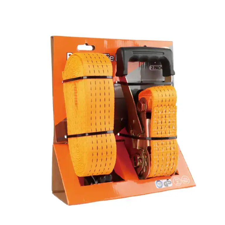 Bright orange lifting straps with metal hooks for secure heavy lifting and load stabilization. Ideal for construction, moving, and industrial applications.