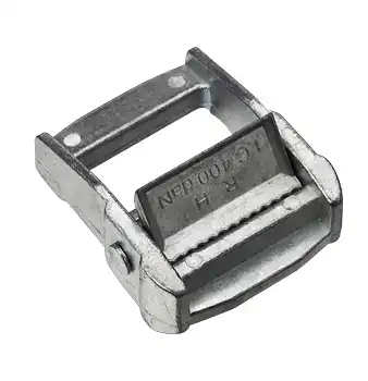 Metal cable clamp for secure wiring and electrical installations.