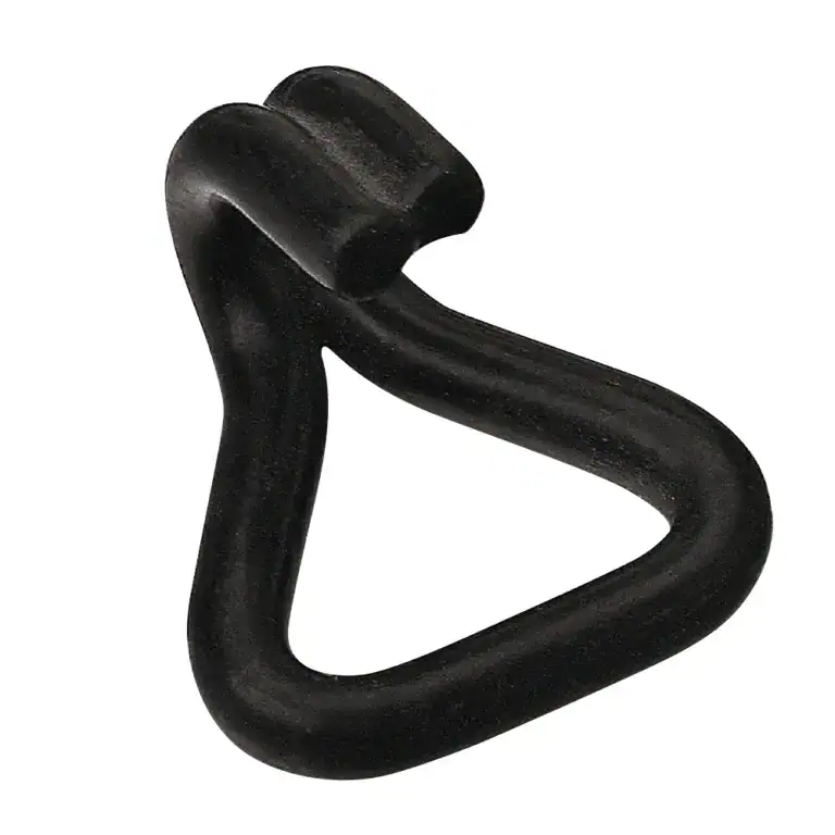 Close-up of a black dumbbell handle attachment used for weightlifting and strength training exercises.