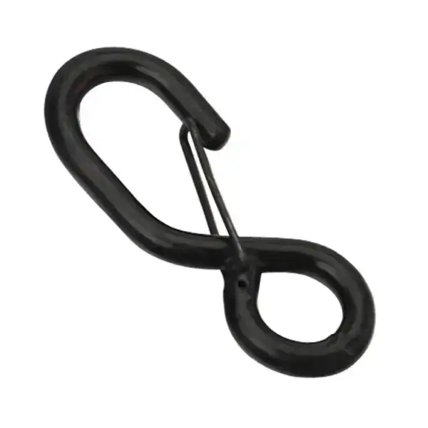 Carabiner clip for weightlifting and fitness equipment.