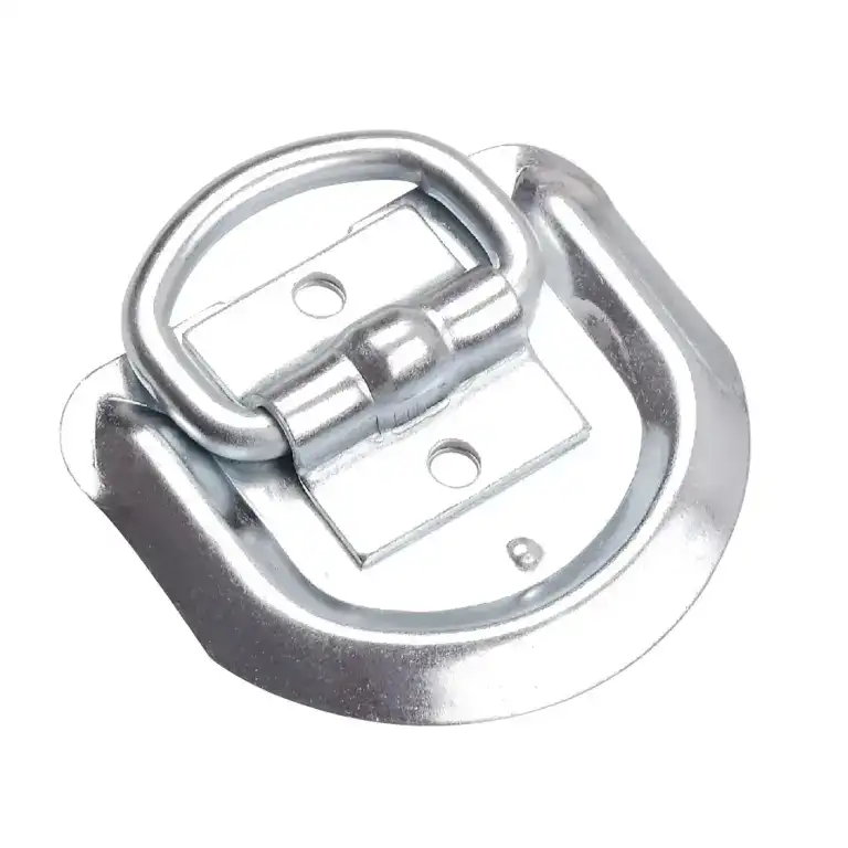 D-ring metal anchor for lifting, rigging, and securing loads in industrial and construction applications. Durable steel construction ensures safety and reliability during heavy-duty use.