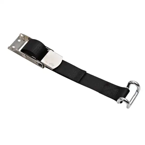 Heavy-duty lifting strap with metal buckle for secure load handling. Ideal for industrial, construction, and warehouse use, providing strength and safety during lifting operations.