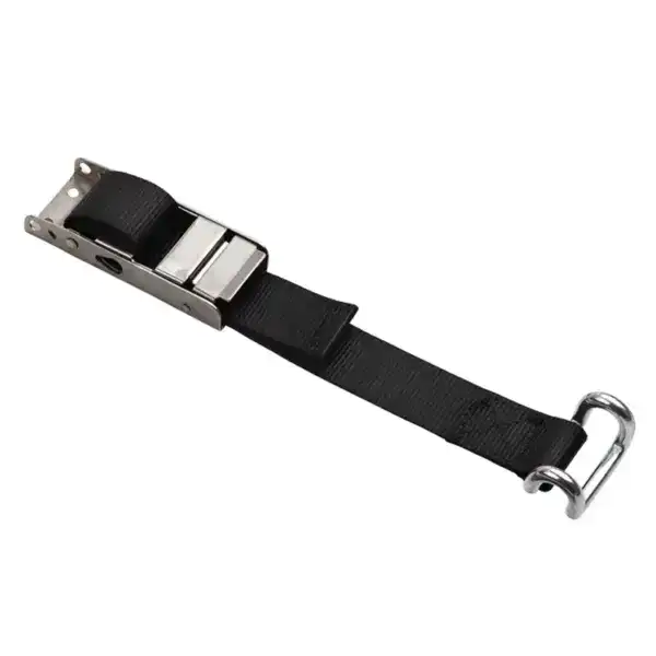 Durable weight lifting strap with metal buckle for secure grip during heavy lifts.