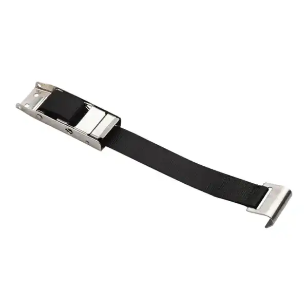 Lifting strap with metal buckle for secure grip during weightlifting and strength training exercises. Durable nylon material ensures safety and reliability for gym workouts.