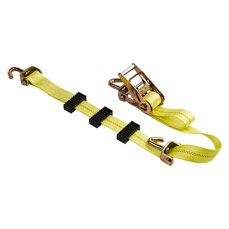 Heavy-duty lifting strap with ratchet buckle for secure load handling, ideal for industrial, construction, and moving applications. Made of durable materials to ensure safety and reliability during he.