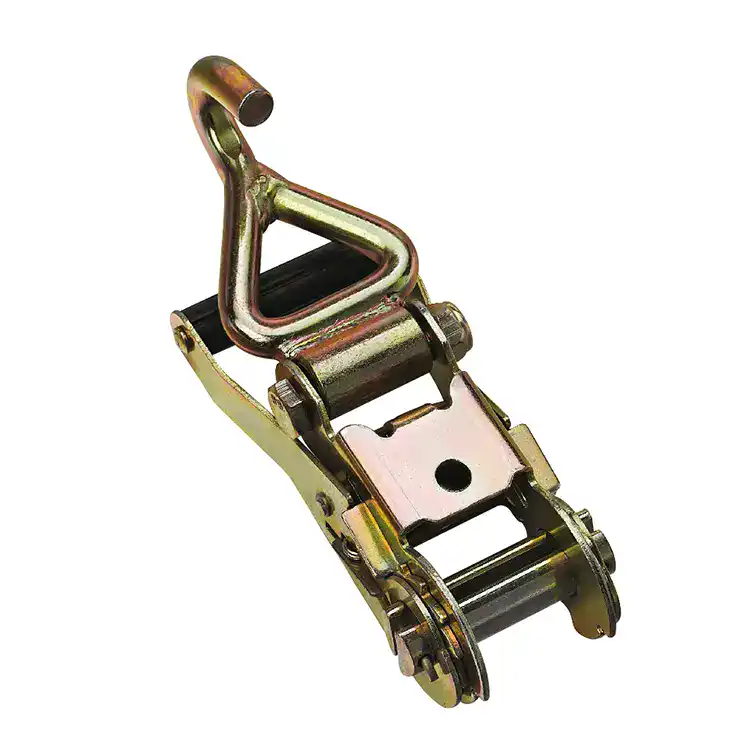 Heavy-duty lifting hook and chain clamp for industrial lifting and rigging applications, ensuring secure load handling and safety.