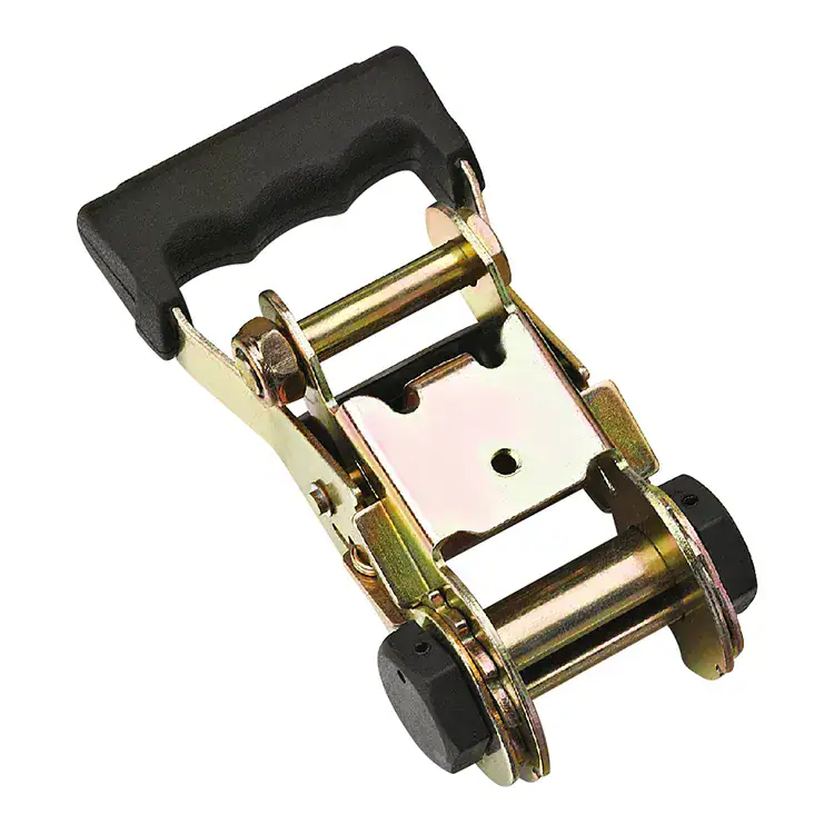 High-quality ratchet strap tensioner for safe and efficient cargo securing during transportation.