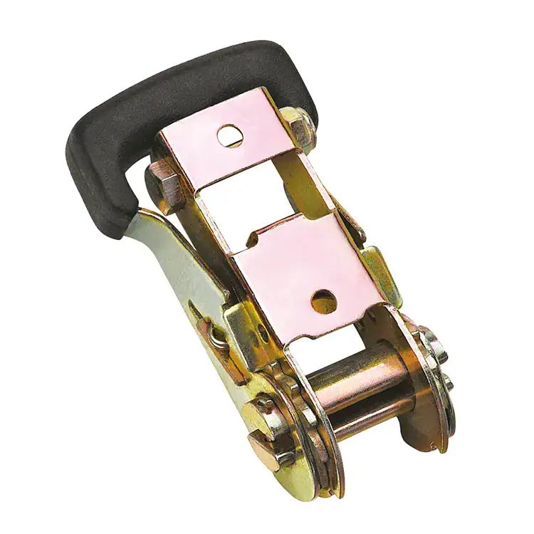 Secure cargo with this durable ratchet strap buckle, ideal for heavy lifting and transportation. Made of high-quality metal with a comfortable handle, it ensures reliable tension and safety during tra.