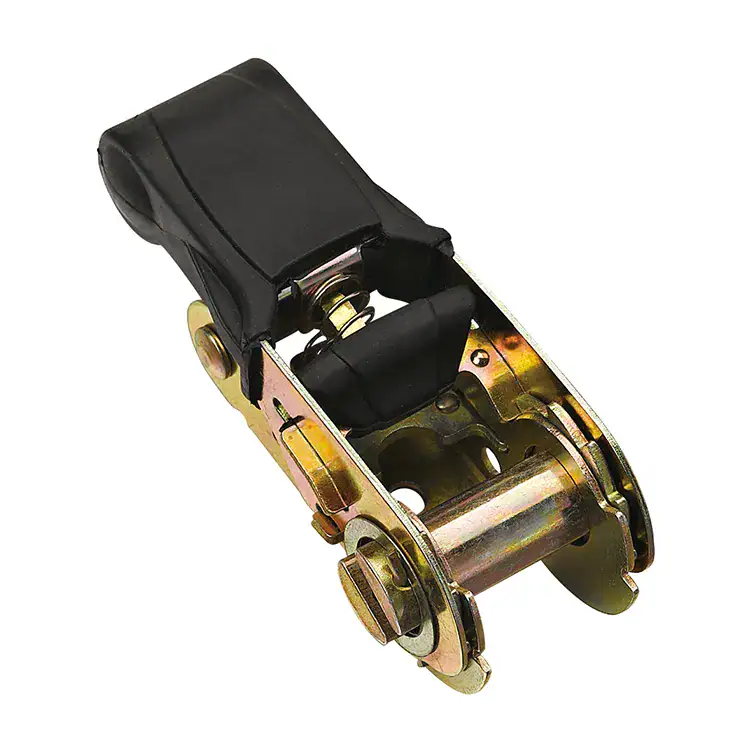 Heavy-duty ratchet strap tensioner used for lifting, securing, and tightening cargo in industrial and transportation applications.
