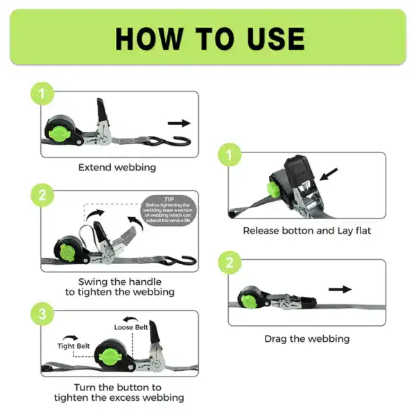 Webbing tensioning tool used for lifting, securing, and tightening webbing straps in industrial and cargo applications.