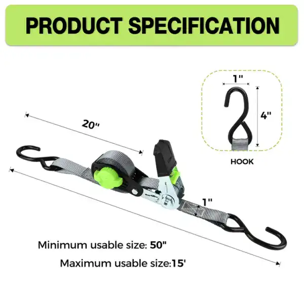 Adjustable lifting strap with hooks, measuring 20 inches in length, designed for secure lifting and support. Features a durable hook and adjustable strap for versatile use in lifting applications.